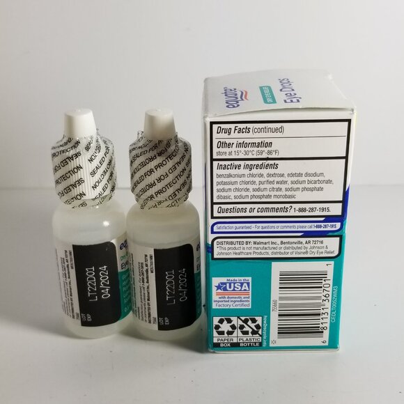 NIB Equate 2X0.5 ml bottles pack of Dry Eye Relief Eye Drops Manufacturer Sealed - Picture 6 of 11